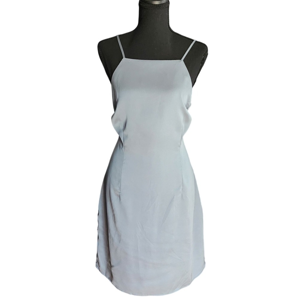 Abercrombie & Fitch Silky Bodycon Mini Cocktail Slip Dress Sea Blue LT